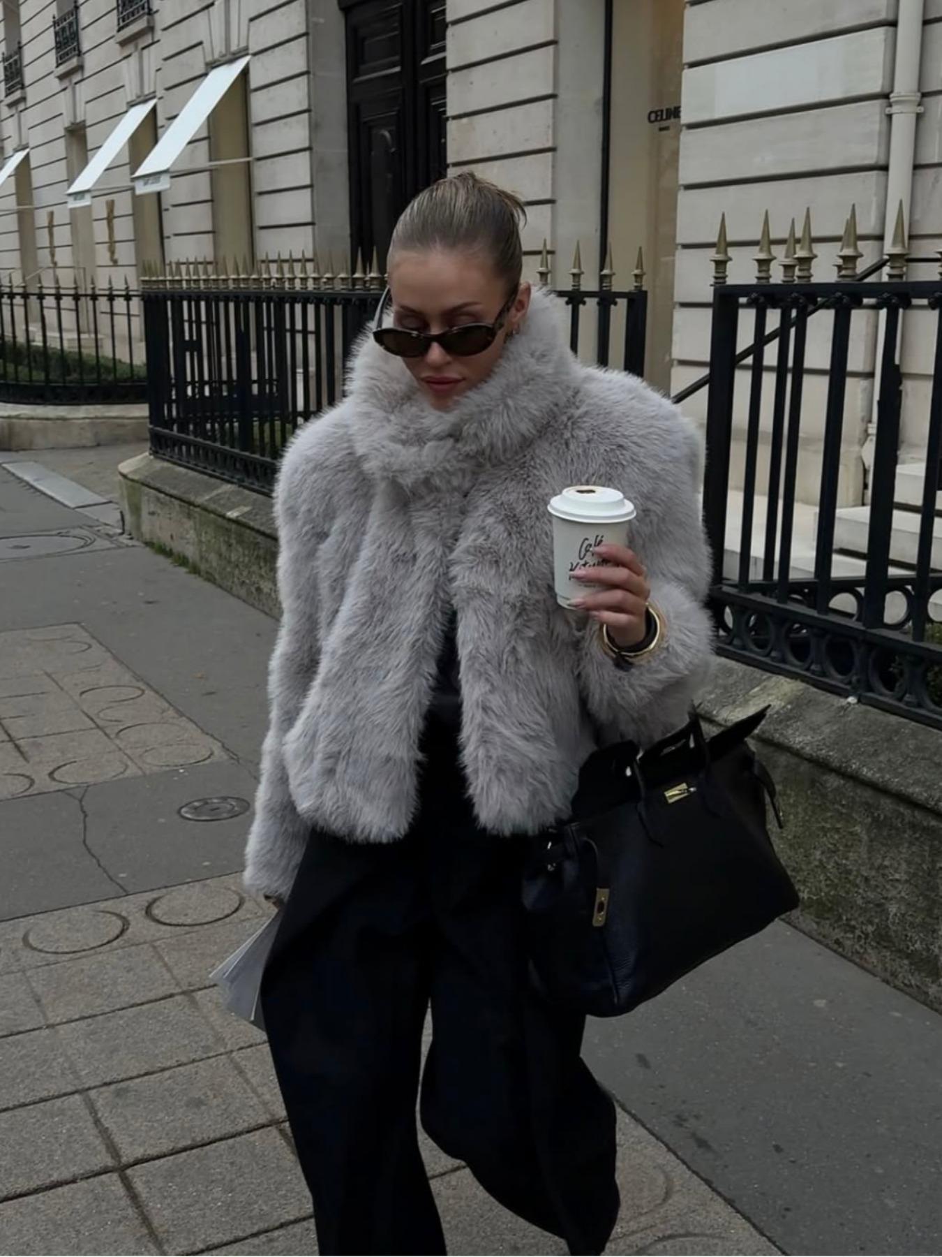 Women's Faux Fur Short Coat, Eco-Friendly Winter Jacket, Warm and Stylish Outerwear for Fall & Winter Seasons