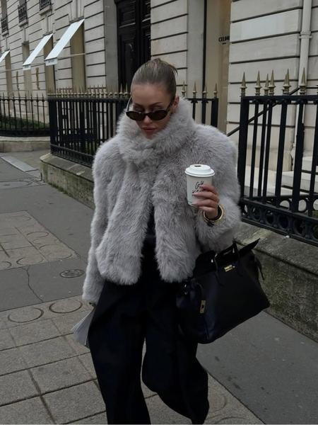 Women's Faux Fur Short Coat, Eco-Friendly Winter Jacket, Warm and Stylish Outerwear for Fall & Winter Seasons