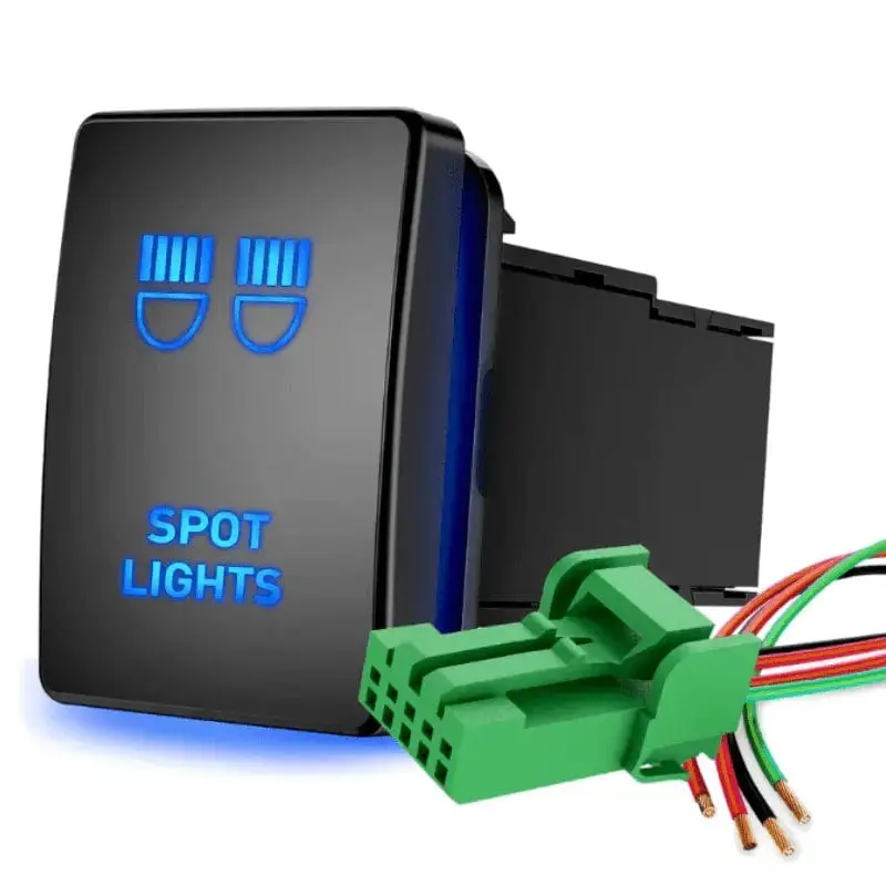 Nilight Cool Toyota Spot Lights Push Button ON/OFF Small Switch, 1.28in x 0.87in, 3 A, Color-Coded Wire, Compatible with Taillights, Led Light Bar