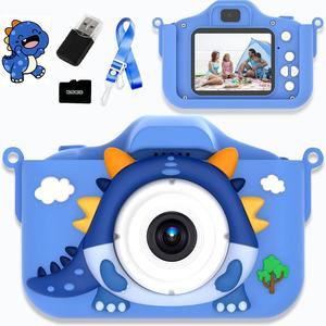 cartoon dinosaur design digital portable camera, cute video recording pocket camera toy with 32gb memory card, perfect birthday & holiday gift choice, gift for boys & girls, gifts for mums