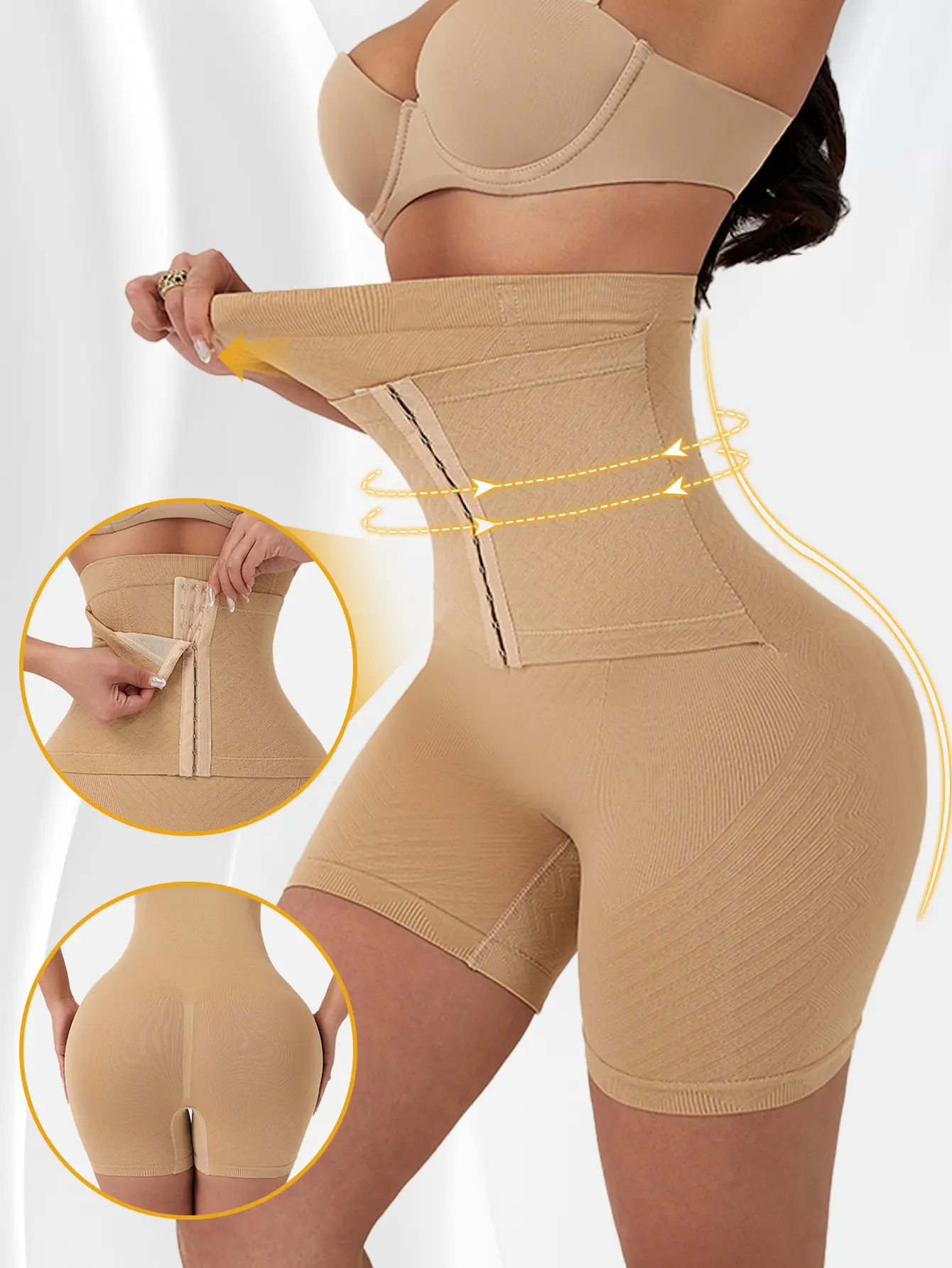Professional High  Shapewear Shorts Women Tummy Control Compression Biker Shorts Seamless Smoothing Underwear Full Coverage Body Shaping Shorts Comfortable Stretch Invisible Shorts for Dresses Leggings Fitted Everyday Adjustable Womenswear waist