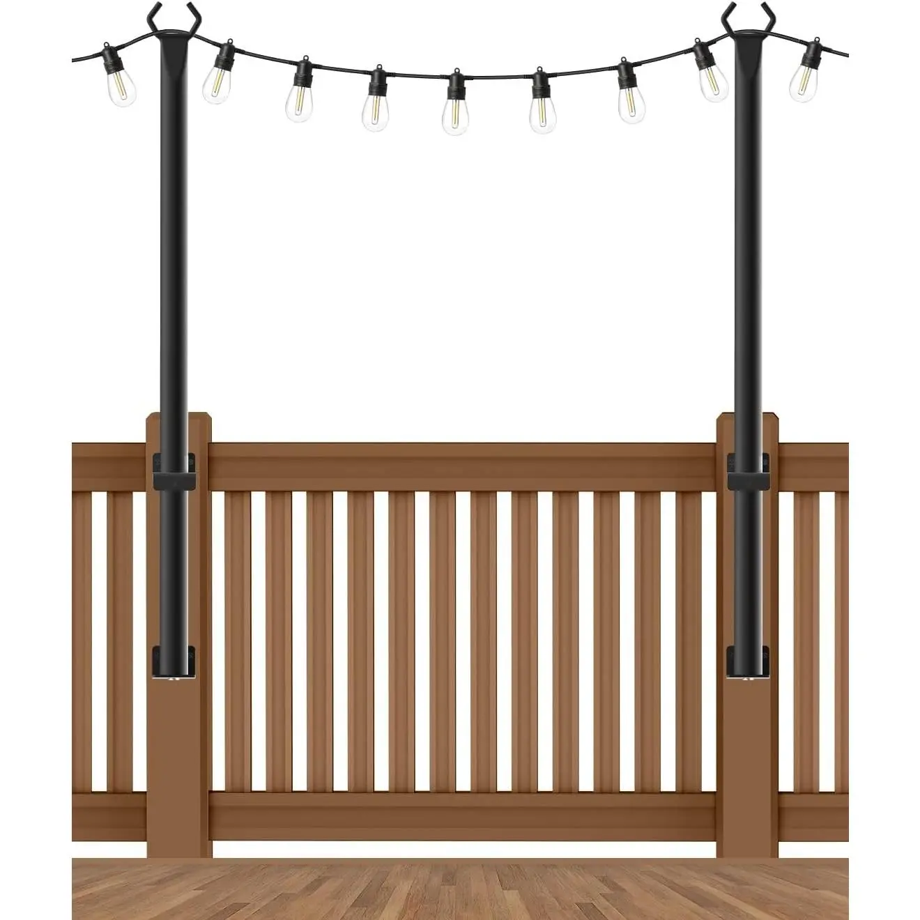 2 Pack 5Ft String Light Poles,Outside String Lights,Outdoor Light Poles,Metal Poles Stand for Patio,Backyard,Deck