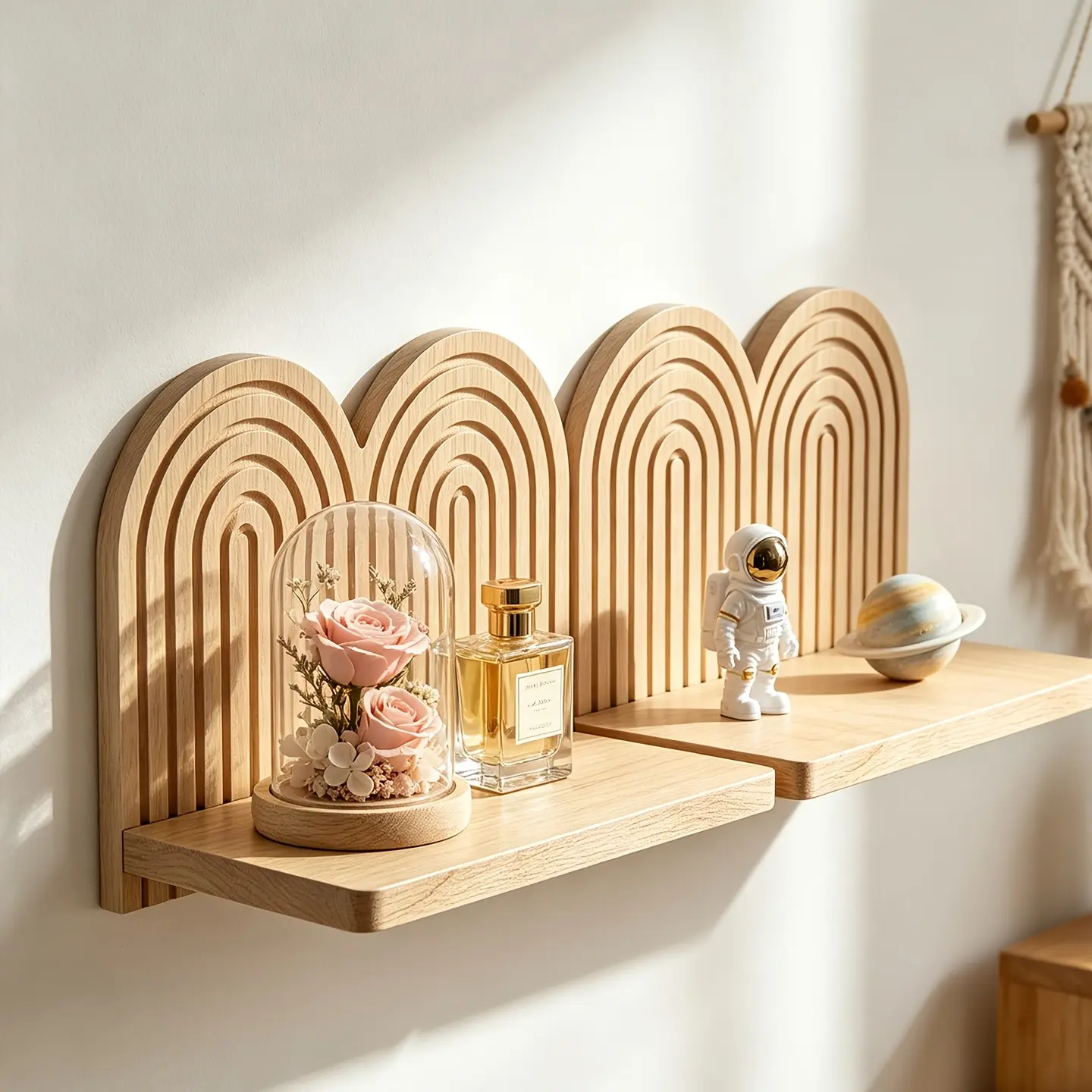 1pcs Arched Rainbow Shelf, Minimalist Wall-Mounted Storage Rack, Bedroom Bedside Aromatherapy Display Rack, Suitable for Living Room, Bedroom, Room - Decorative Floating Shelf, Suitable for Placing Plants, Crafts And Decorations