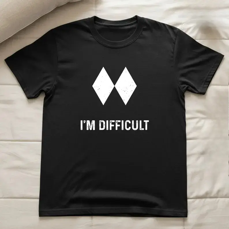 Double Diamond I'm Difficult Graphic Cotton T-Shirt, Cozy Oversized Cute Fashion Daily Outfit, Sweet Valentine Gift For Lovers Best Friends Wonderful Gift For Him & Her