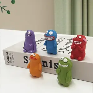 5-Piece Cartoon Creative Mud Monster Desk Decor, Living Room Bedroom Coffee Table Ornament, Resin Craft Miniature Figurines
