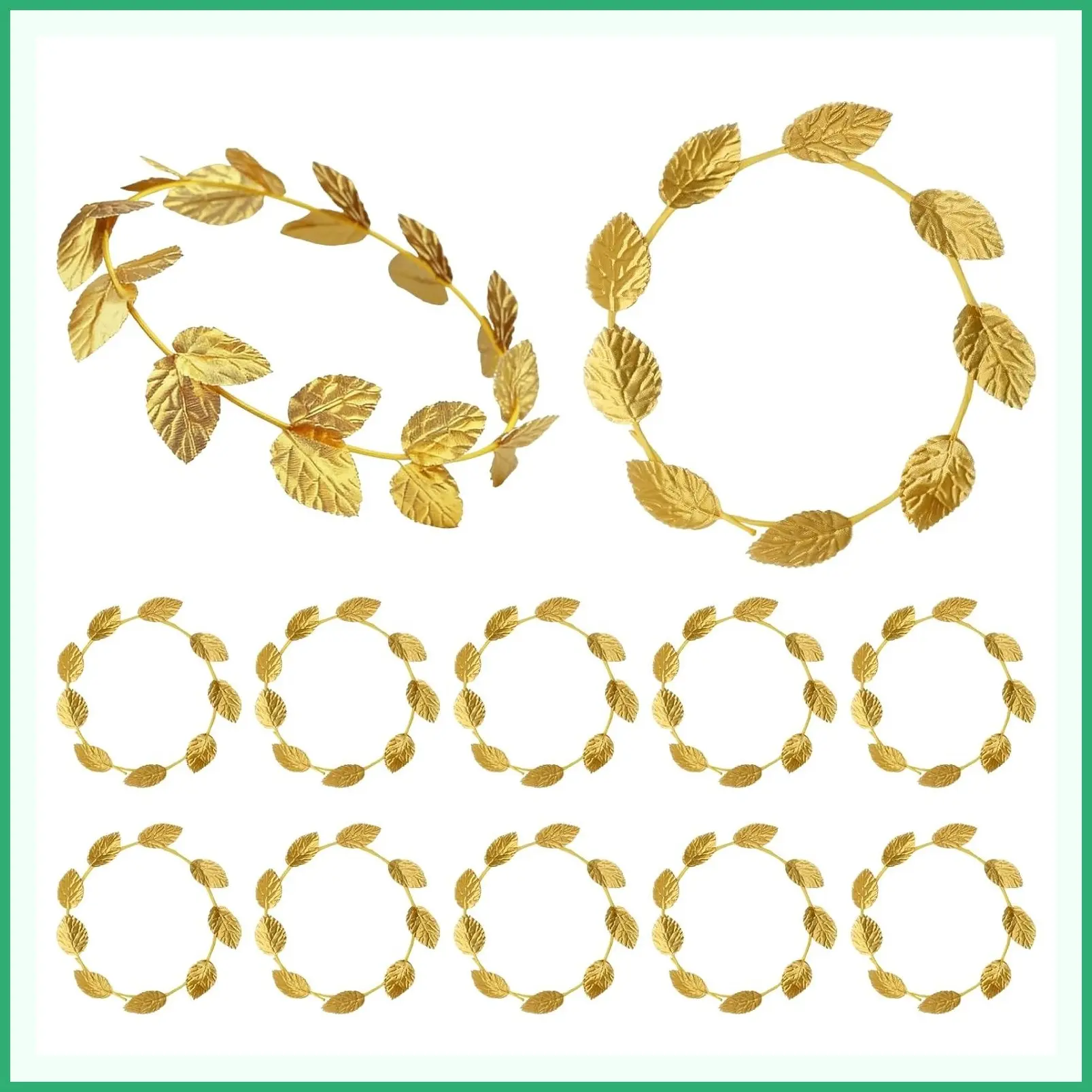 12 Pcs Gold Laurel Crown Wreath Headbands, Greek Goddess Roman Leaf Headpiece for Toga Party, Halloween Cosplay, Wedding, Prom, Festival Costume Accessories