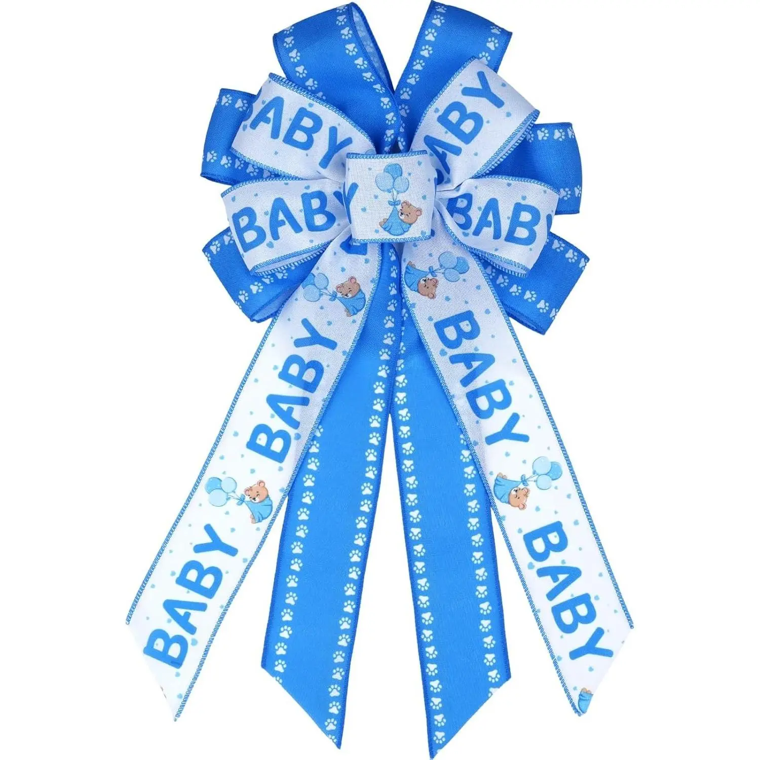Magical Large Lightweight Blue Baby Boy Wreath Bow - Home Supplies, Room Decorations, Baby Shower Backdrop, Photo Prop, Front Door Hanging Gift for Indoor-Outdoor Use, Decorations For Room