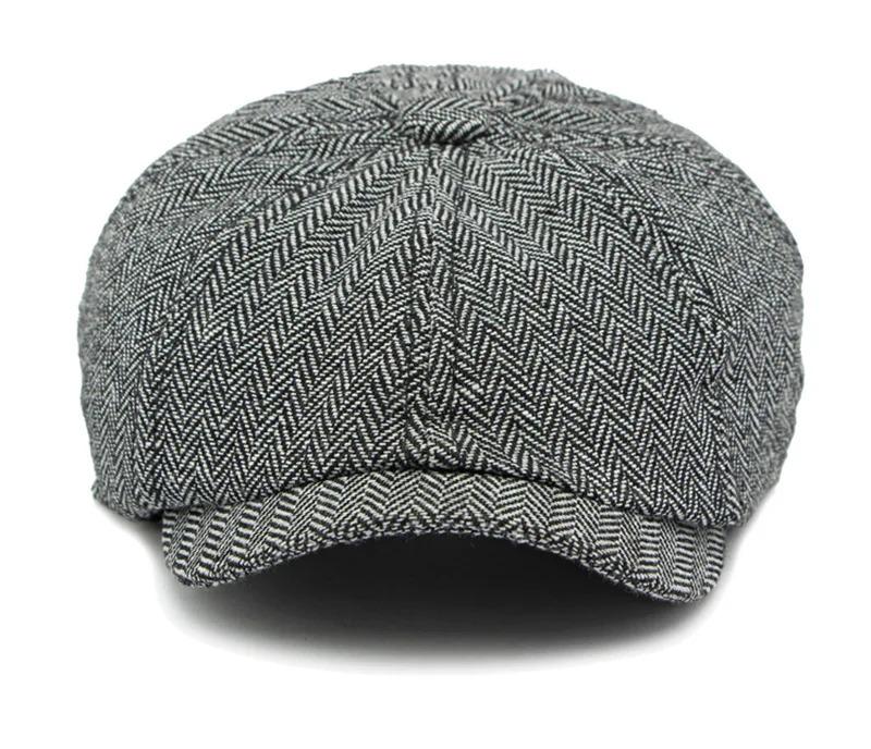 Twill Flat Cap for Men Women Herringbone Newsboy Caps British Style Octagonal Hat Solid Green Red Detective Cabbie Beret Hat