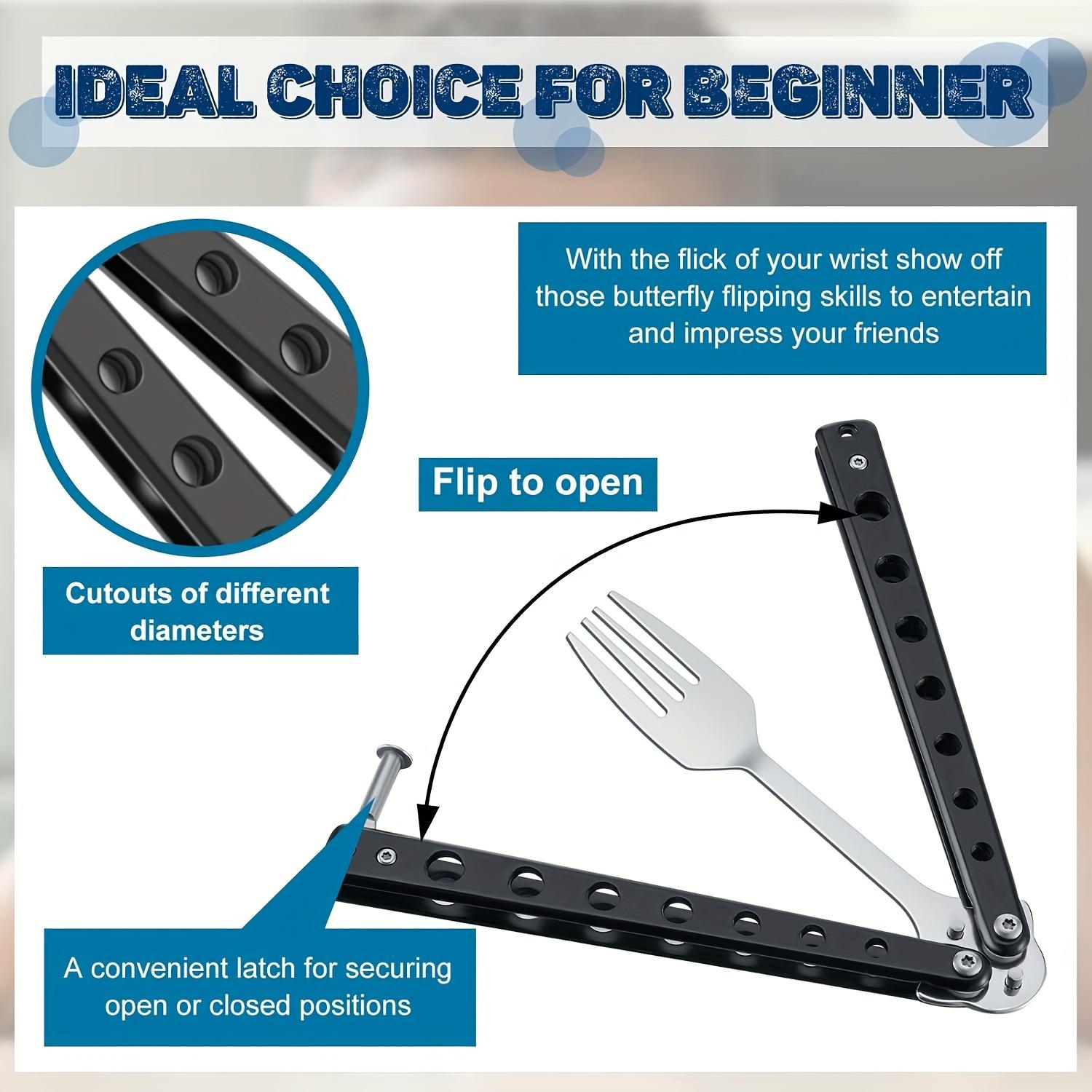 For Camping, Hunting & Outdoor Travel, Portable Tactical Tableware Solution, Folding Butterfly Fork Spoon Set, Stainless Steel Multi-function Portable, Effortlessly Handle Outdoor Tactical Portable Dining, 3 Pack