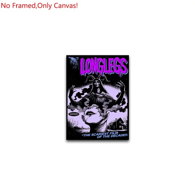 1 piece/set of frameless canvas painting print poster, classic Scream Horror Movie Style art, Longlegs Horror Movie Poster, A perfect gift for Halloween lovers, the perfect gift for bedroom, living room, kitchen, dormitory corridor, mural, wall decoration
