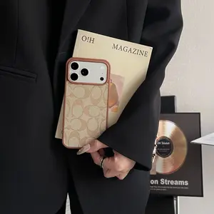 New Trendy Border Color Leather Case for Apple 14 Pro Max, Creative Phone Protector for 16 Pro, Series 17 Phone Cases