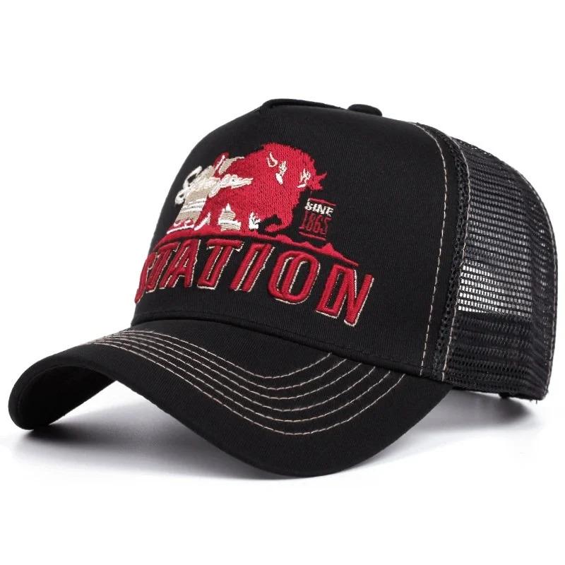 Hot Sale Unisex Baseball Cap Classic STATION Letter Pattern Mesh Cap Men And Women Breathable Streetwear Summer Trucker Hat