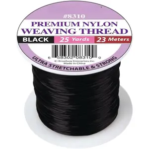 Nylon Weaving Thread – 25 Yards Ultra Stretchable &  Thread for Hair Extensions, Weaves & Wigs – Black, 1 Spool