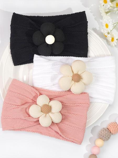 Baby Hair Band Set of 3 or 12, Soft Nylon Floral Headbands for Girls, Comfortable and Elastic Hair Accessories, Delightful Floral Design