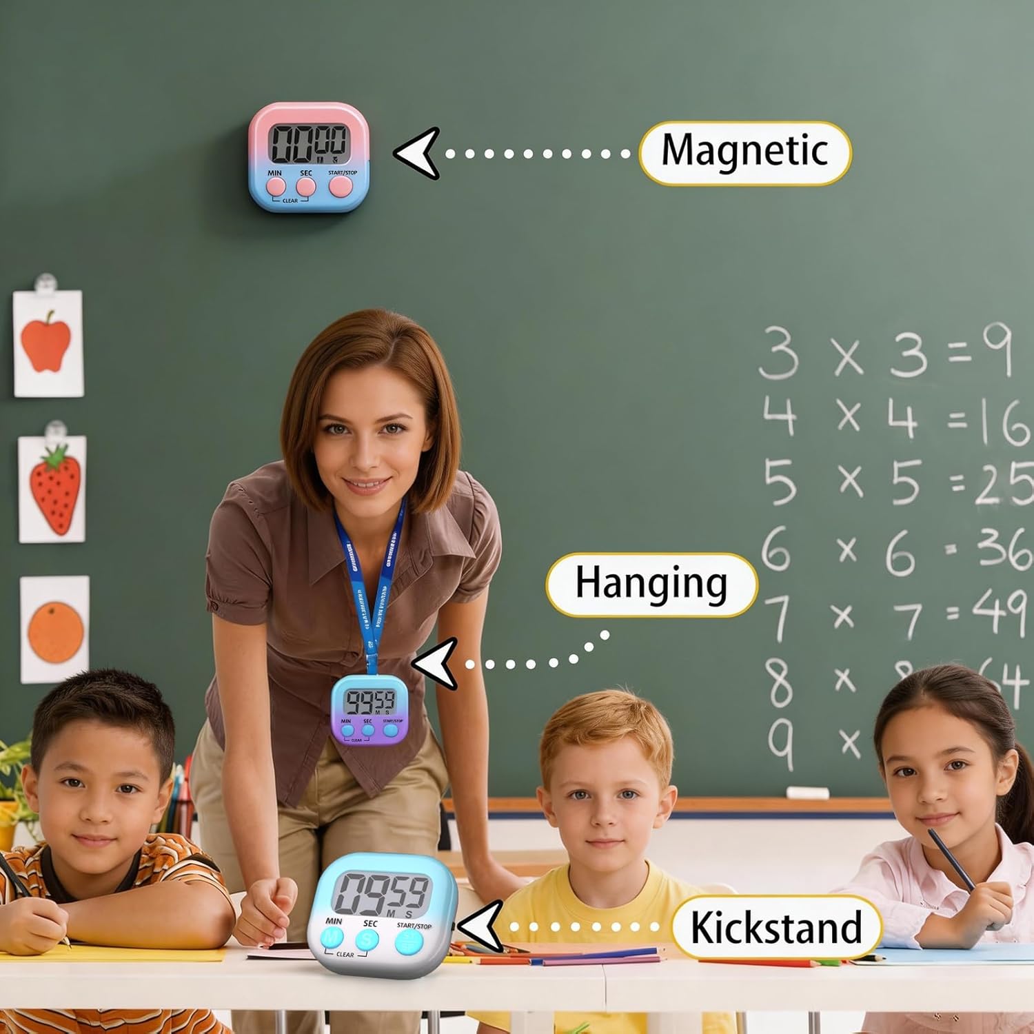 4 Pack Digital Timer for , Kitchen Timers for Cooking,  Countdown Timer for Classroom Teachers, Study, Work, Outdoor ( Not Included)