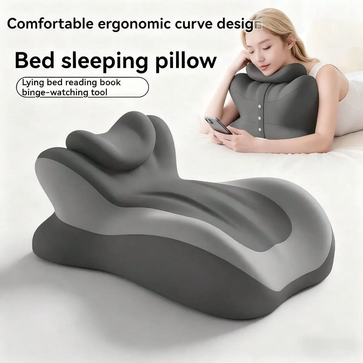 Multi-Use Reading Pillow Set, Ergonomic Memory Foam, Detachable Cover, Leg Pillow, Mobile Phone Backrest, Bed Sofa Relax, Neck & Waist Support