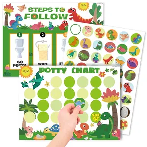 Potty Training Chart for Boys Dinosaur 8.3 x 11.2 inches 10 Pack Chart with 5 Pack Reward Stickers