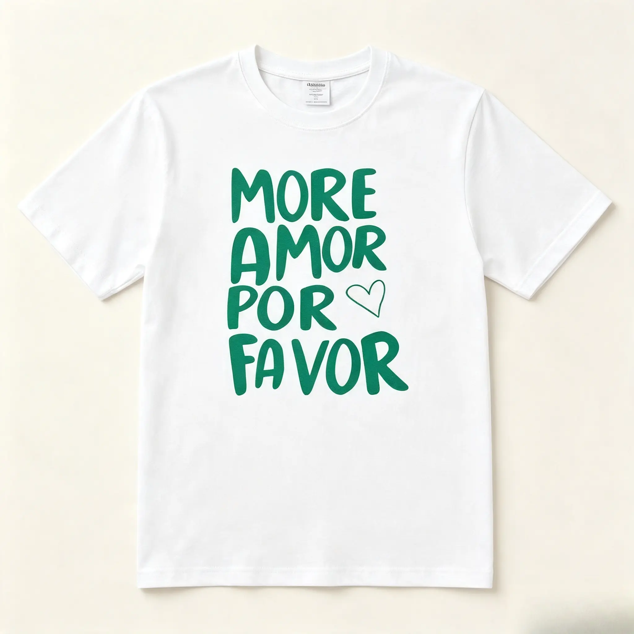 More Amor Por Favor Spanish Love Quote Heart Graphic Cotton T‑Shirt, Oversized Comfort Fashion Outfit, Cute Romantic Casual Top, Perfect Valentine’s Day Holiday Gift for Lovers & Family Friends