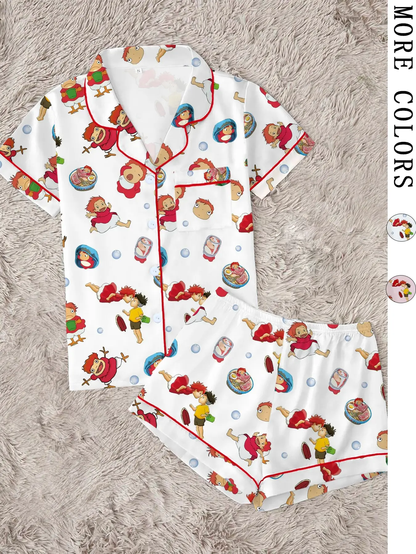 Ultimate Kawaii Anime Inspired Summer Short Sleeve Pajama Set | Cute Cartoon Fish Girl 2-Piece Sleepwear for Women