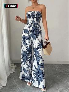 women's all over print jumpsuit, elegant fashion casual jumpsuit for daily outdoor wear, women's jumpsuits for summer, womenswear