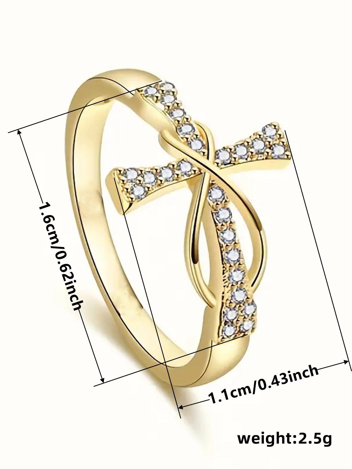 Fashion Rhinestone Cross Design Ring, Rhinestone Decor Ring, Fashion Engagement Rings, Wedding Engagement Bridesmaid Costume Dress Prom Jewelry, Trendy All-match & Exquisite Jewelry for Birthday Gift for Women & Girls, Valentine's Day, Gift