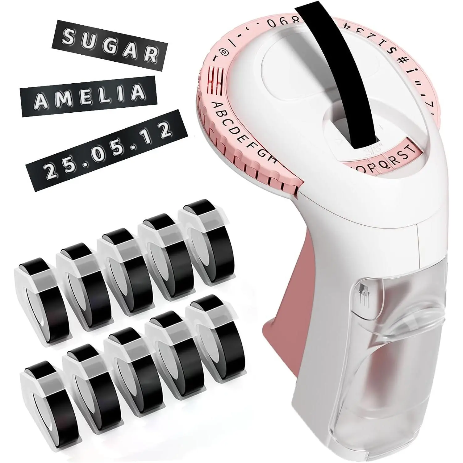 Embossing Label Maker, Scrapbook Supplies Junk Journal Kits,  Embossed Manual Labelmaker with 10 Rolls  Tapes, Retro Old School Embosser for DIY Crafts & Scrapbooking, Omega S