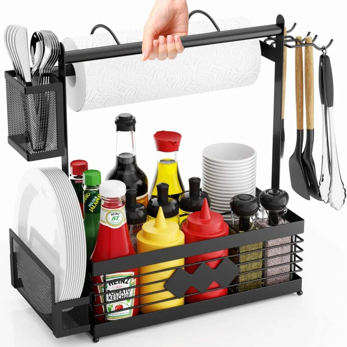 AobtkelPicnic Utensil Condiment Kitchen Organizer for Camper On-Site
