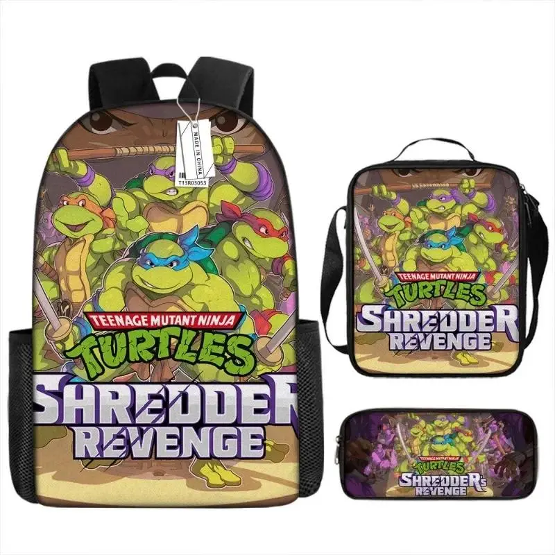 3pcs/set Teenage Mutant Ninja Turtles Schoolbag Large Capacity Student Schoolbag Anime Backpacks Shoulder Bags Pencil Case Sets