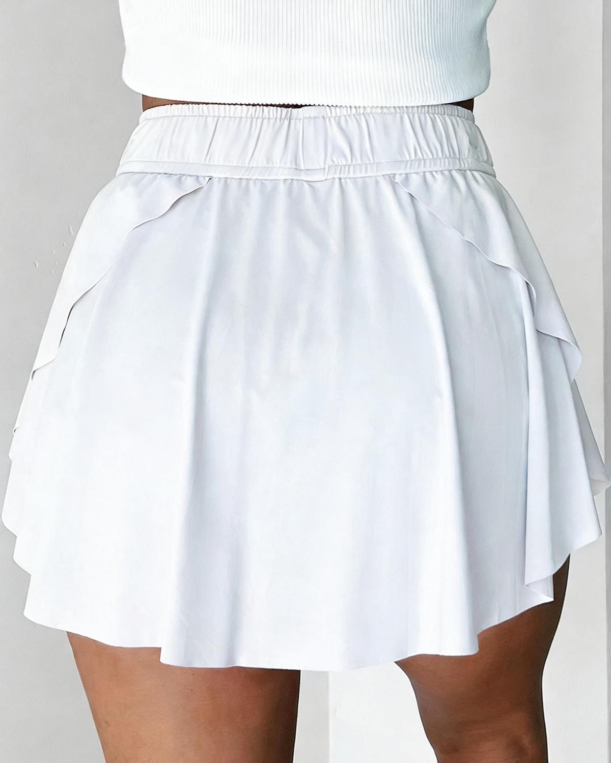 Mntaor Women's Drawstring Tie High Waist Lined Tennis Skorts with Elastic Waistband Casual