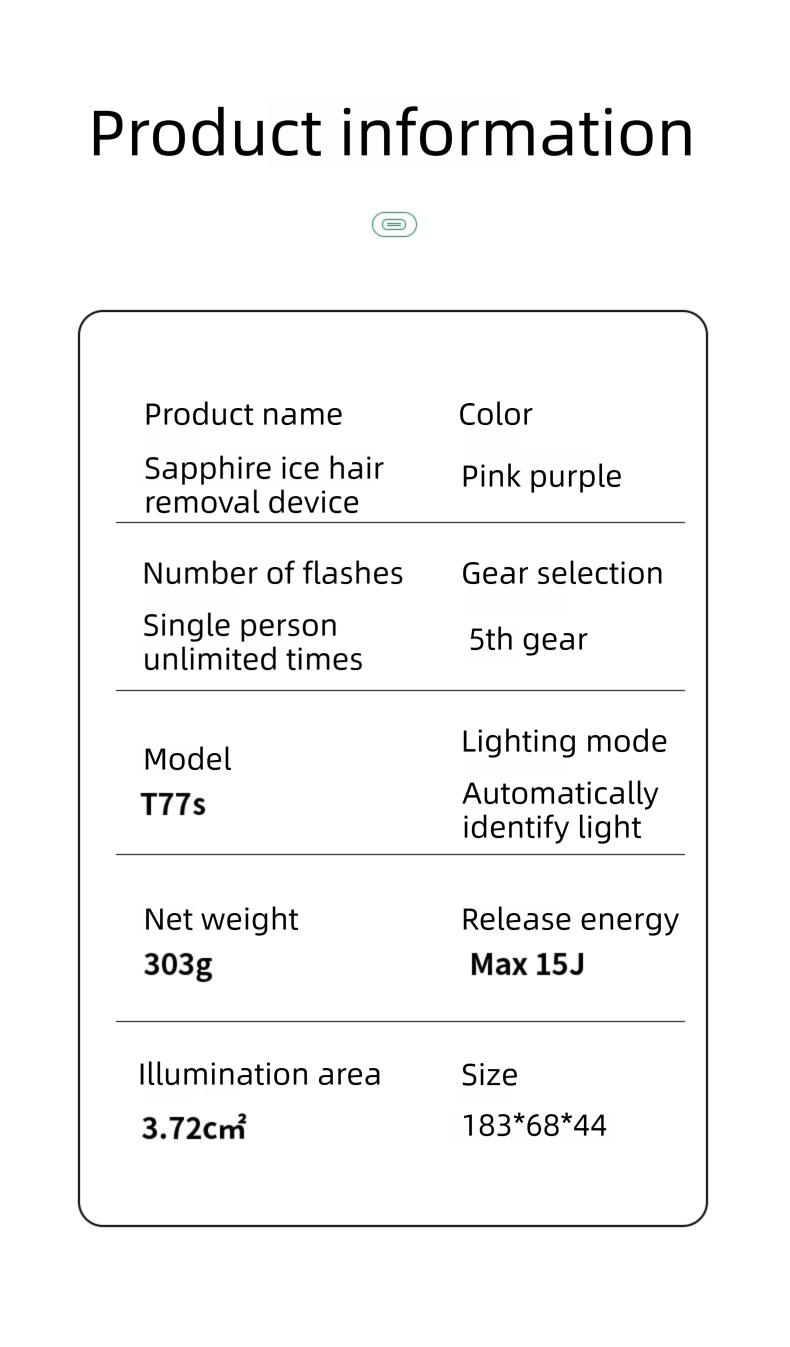IPL Laser Hair Removal Device with Sapphire Ice-Cooling Technology for Women & Men, Painless & Long-Lasting Hair Remover for Full Body Use at Home, Safe on Face, Bikini Line, Armpits