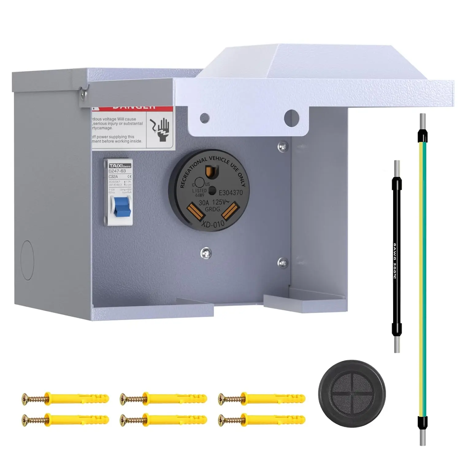 125  RV Power Outlet Box,30 Amp RV Outlet Box with Breaker | Lockable Weatherproof Outdoor Electrical NEMA TT-30R, UL Listed, for Camper Travel  Motorhome Electric  Generator