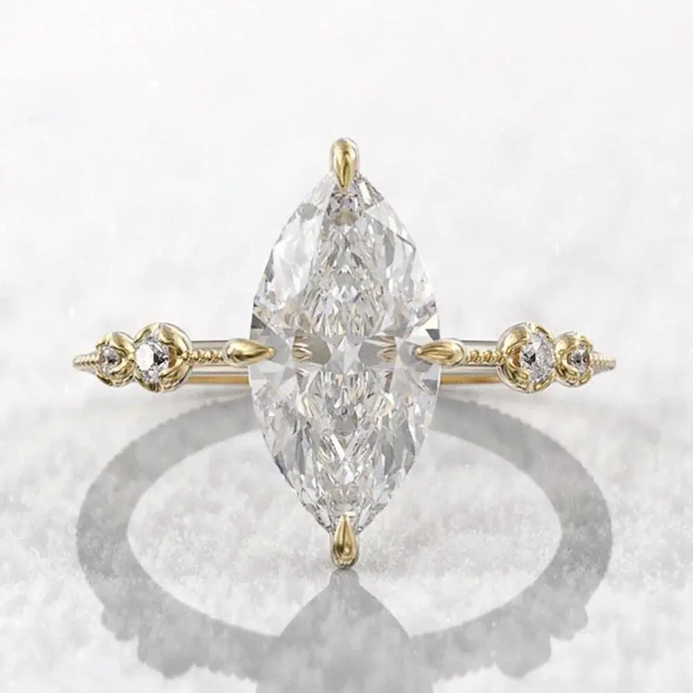 Women's 2026 AAA Crystal Marquise Cubic Zirconia Thin Ring - Synthetic/Simulated Coloured Gemstone Engagement Jewelry, Crystal Stones Accessory, Sizes 6-10, Avoid Moisture, Engagement Rings, Fashion Jewelry, Statement Jewelry