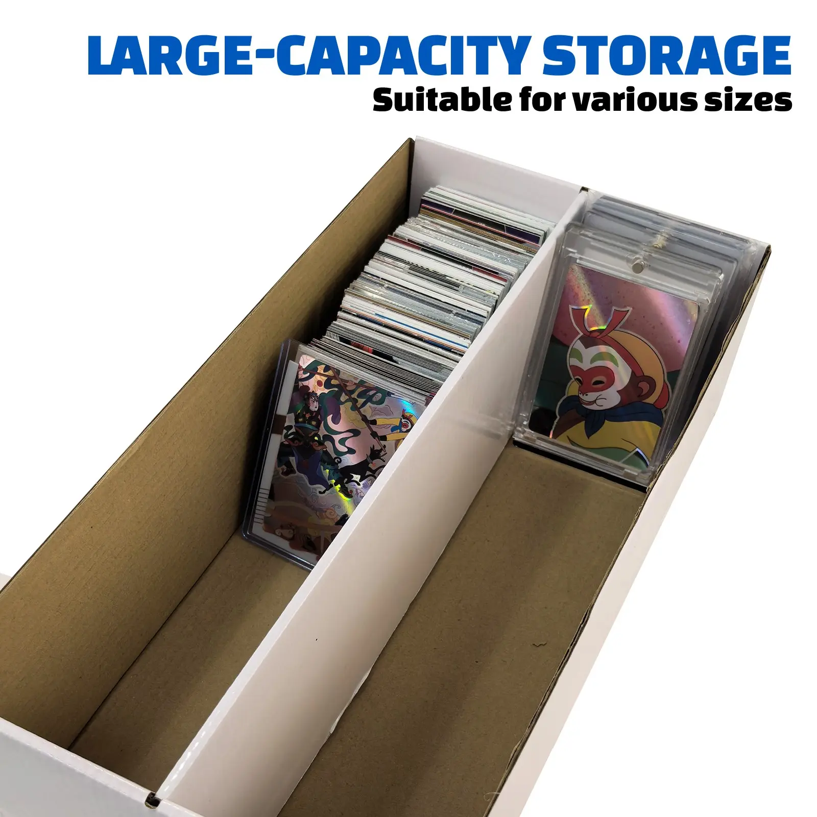 2/4pcs 2-Row Trading Cards Storage Boxes, One-Row Can Hold About 1000+ Cards, Durable Cardboard Storage Box For PTCG TCG Sports Basketball Football Baseball Cards, White Bulk Card Organzier With Lid For Cartoon Anime Game Cards, Collectors' Holder