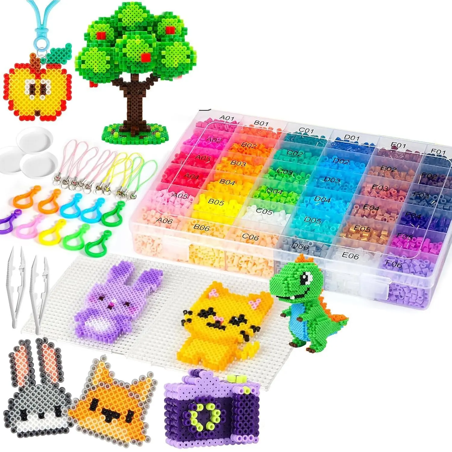 DIY Bead Melting Kit, 24 Colors 12,000 Beads, Includes Tools, 2D 3D Patterns, Educational Craft Toy for Kids, Room Decor, Gift Idea, Diy Craft Set