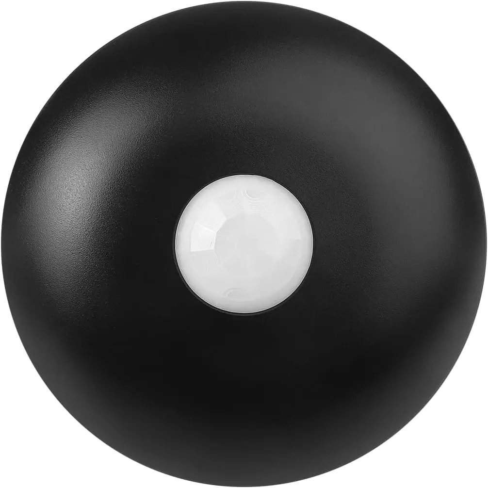 Ceiling Mount Motion Sensor, 360  Occupancy Sensor , 10-40 Ft High  PIR  Motion Activated  for CFL/LED/Incandescent Bulb, Black, UL & FCC Listed