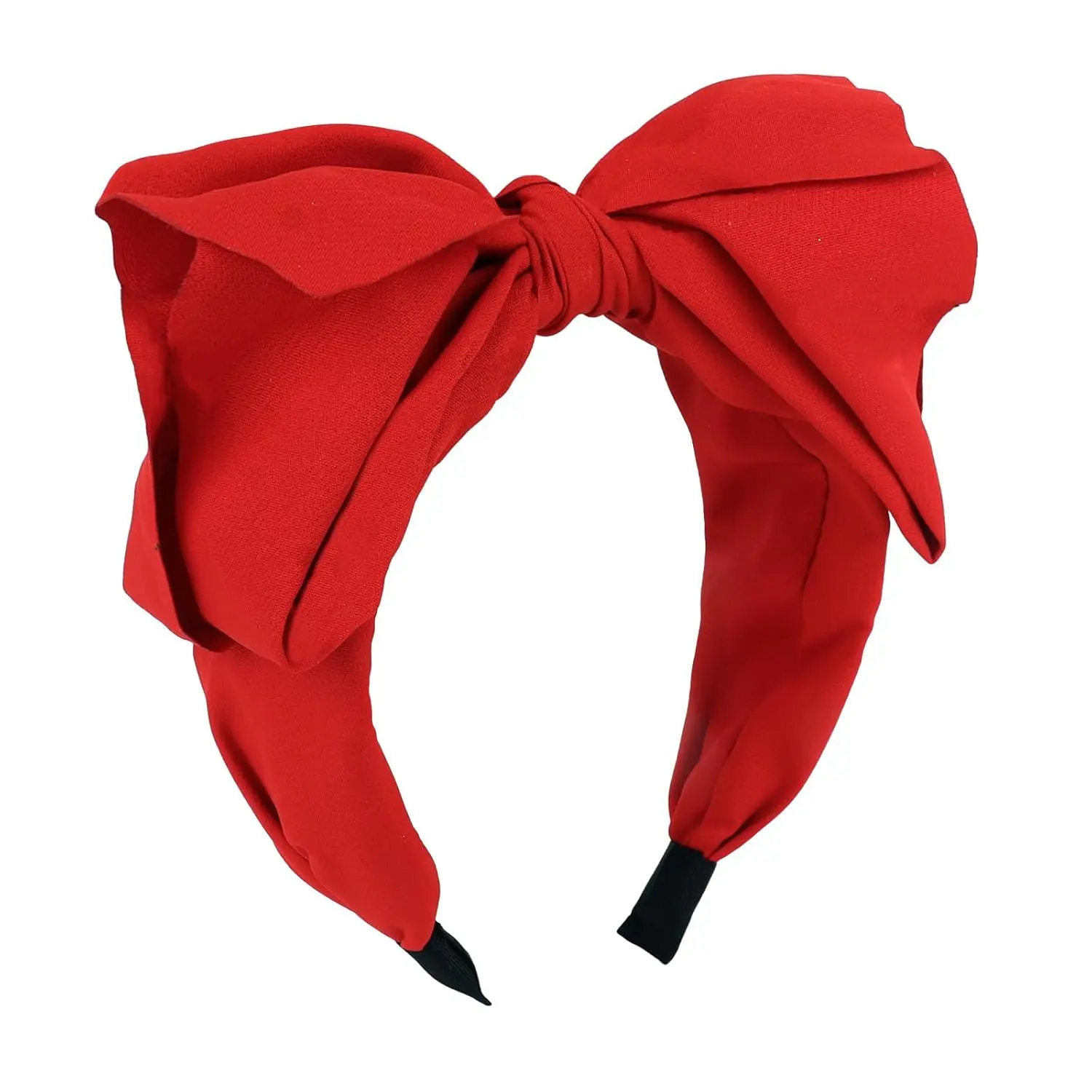Red Bow Headband, Wide Padded Fabric Knot Design, Fashion Hair Accessory for Women, One Size