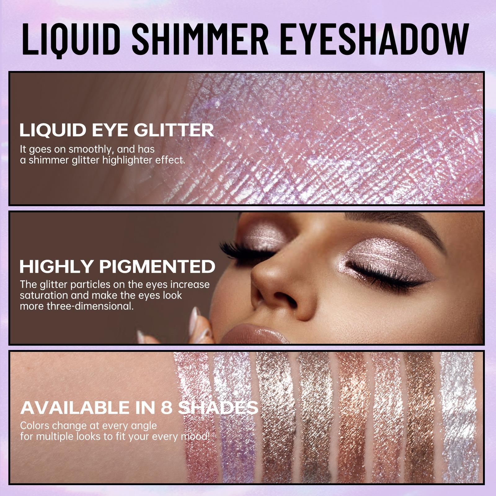 8PCS Glitter Eyeshadow Set, Multichrome Glitter Shimmer Eye Looks Waterproof Long Lasting Quick-Drying Sparkling Eye Shadow Liquid Highlighter Christmas Makeup Kits (Magic Color) Mini Liquid Eyeshadow matte easy-carry eye shadow