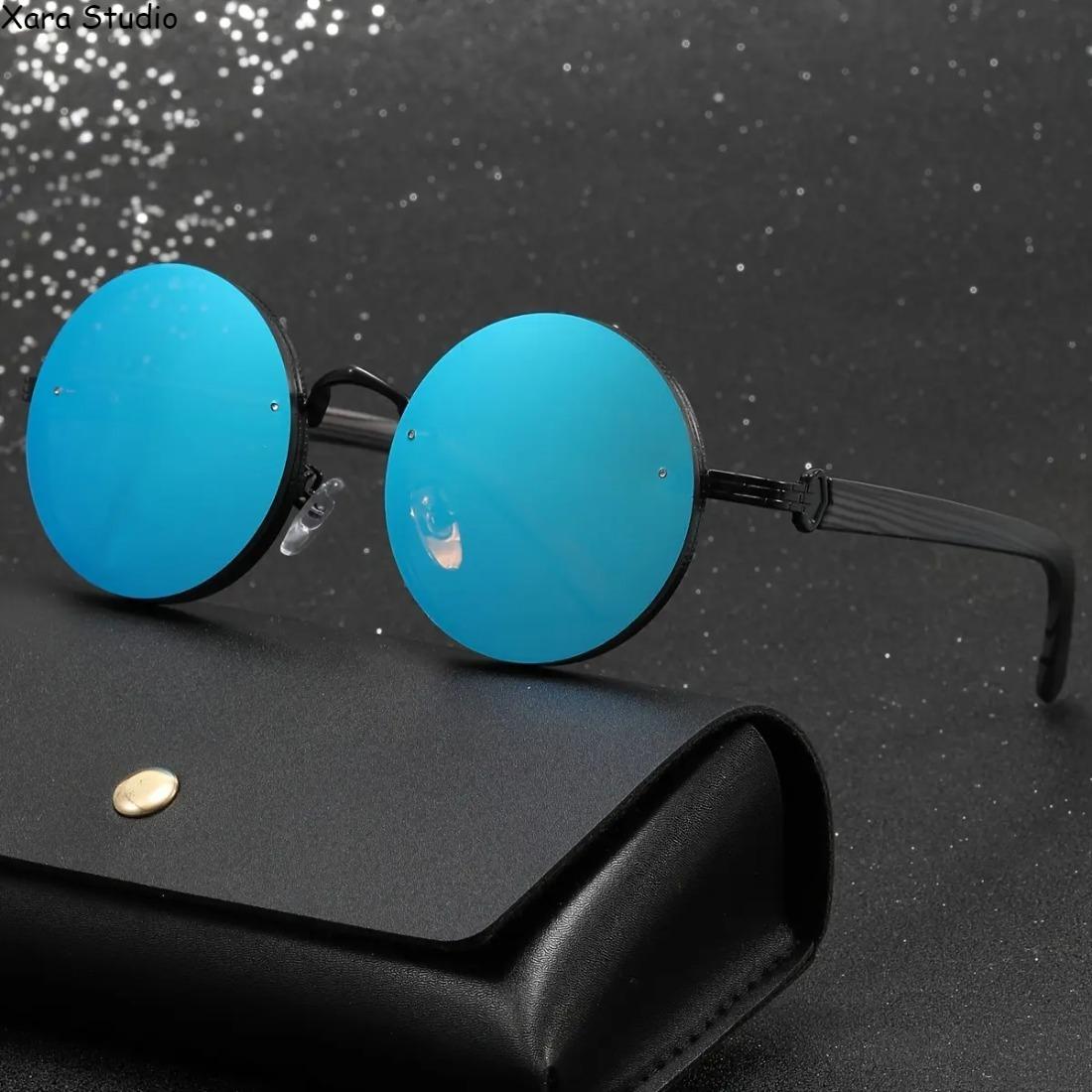 Retro Round Glasses for Men & Women – Vintage Metal Frame Eyewear with Faux Wood Grain Temples, Lightweight Durable Fashion Glasses for Casual, Travel & Daily Wear