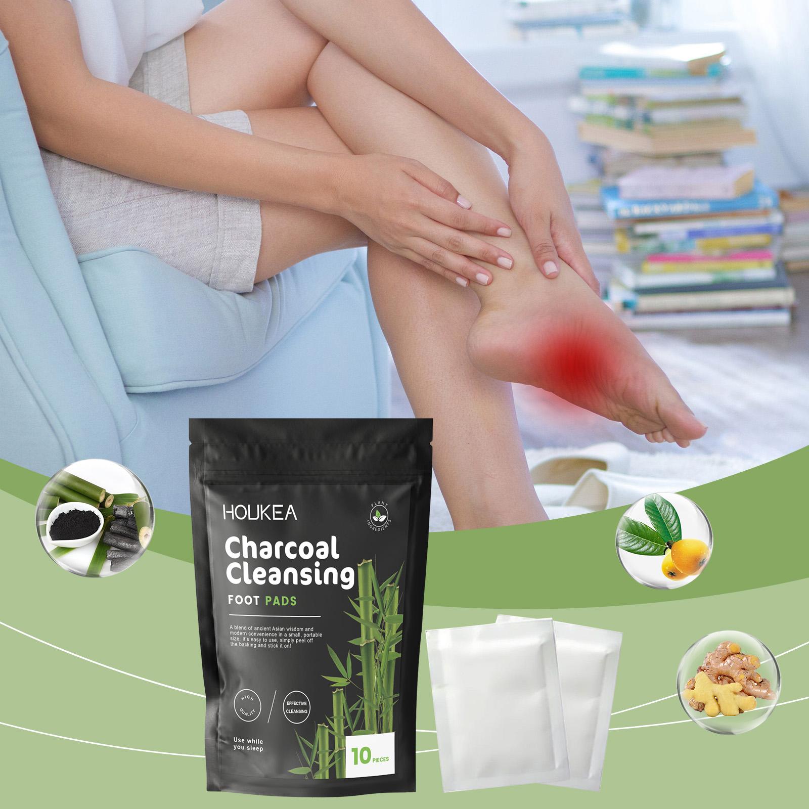 Houkea Bamboo Charcoal Foot Patches Daily Gentle Foot Cleansing Body Care Sleep Bamboo Charcoal Foot Care Patches