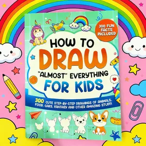 Simple Drawing Book: 300 Step-By-Step Tutorials + Fun Science, Beginner Friendly (ages 4-10), Easy Art Guide for Kids