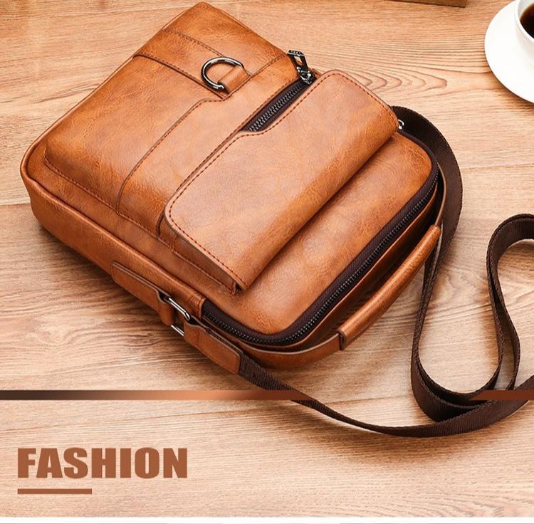 Men's Crossbody Bag, Portable Shoulder, Handheld, Casual Business, Holiday Gift, Large Capacity, Multi-compartment, with Handle and Adjustable Shoulder Strap