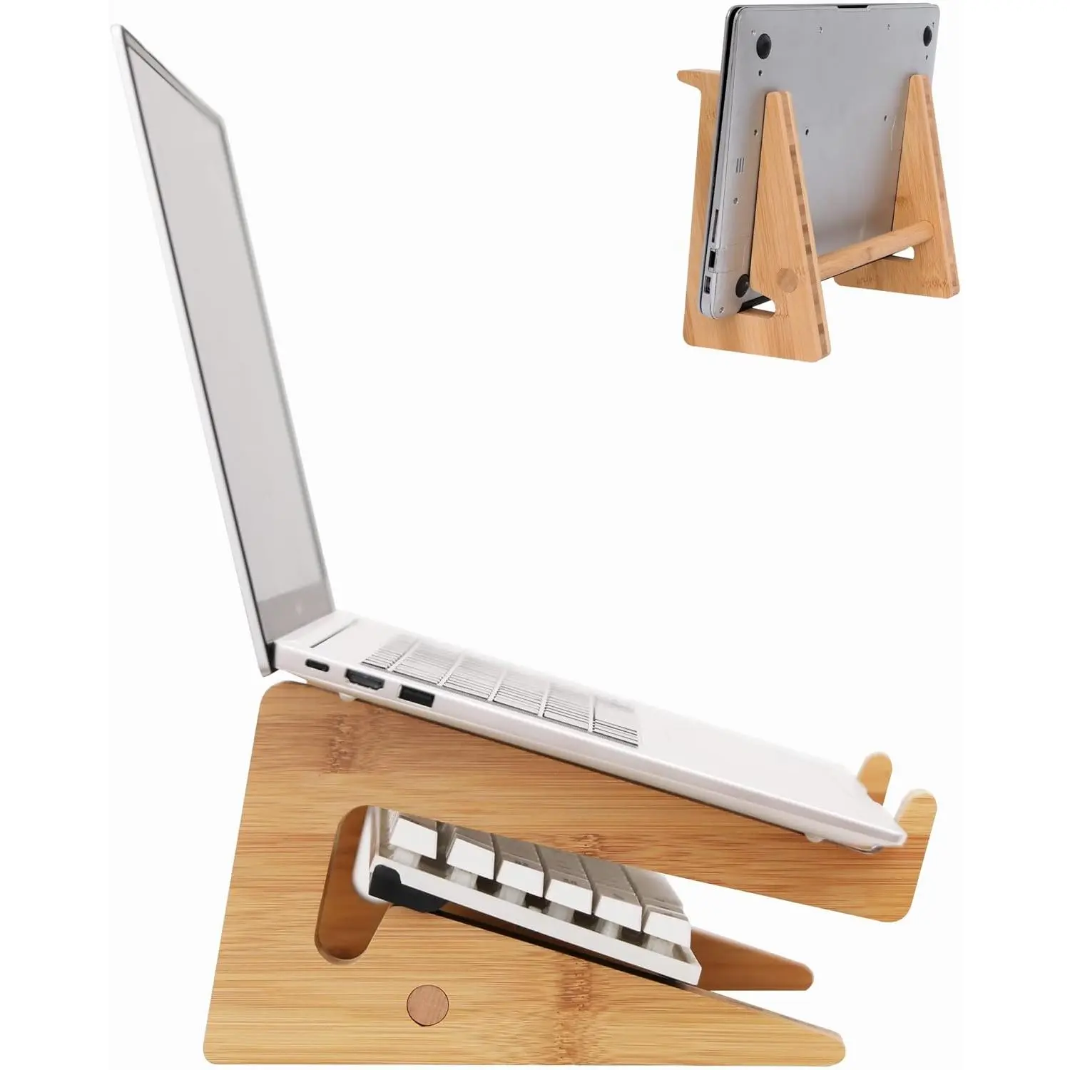 Nuvograin Laptop Stand, Wooden Vertical Laptop Stand for Desk,  Laptop Stand Compatible with MacBook Air Pro/ XPS/Surface pro//Pixelbook/,  Laptops 13-17.7inch