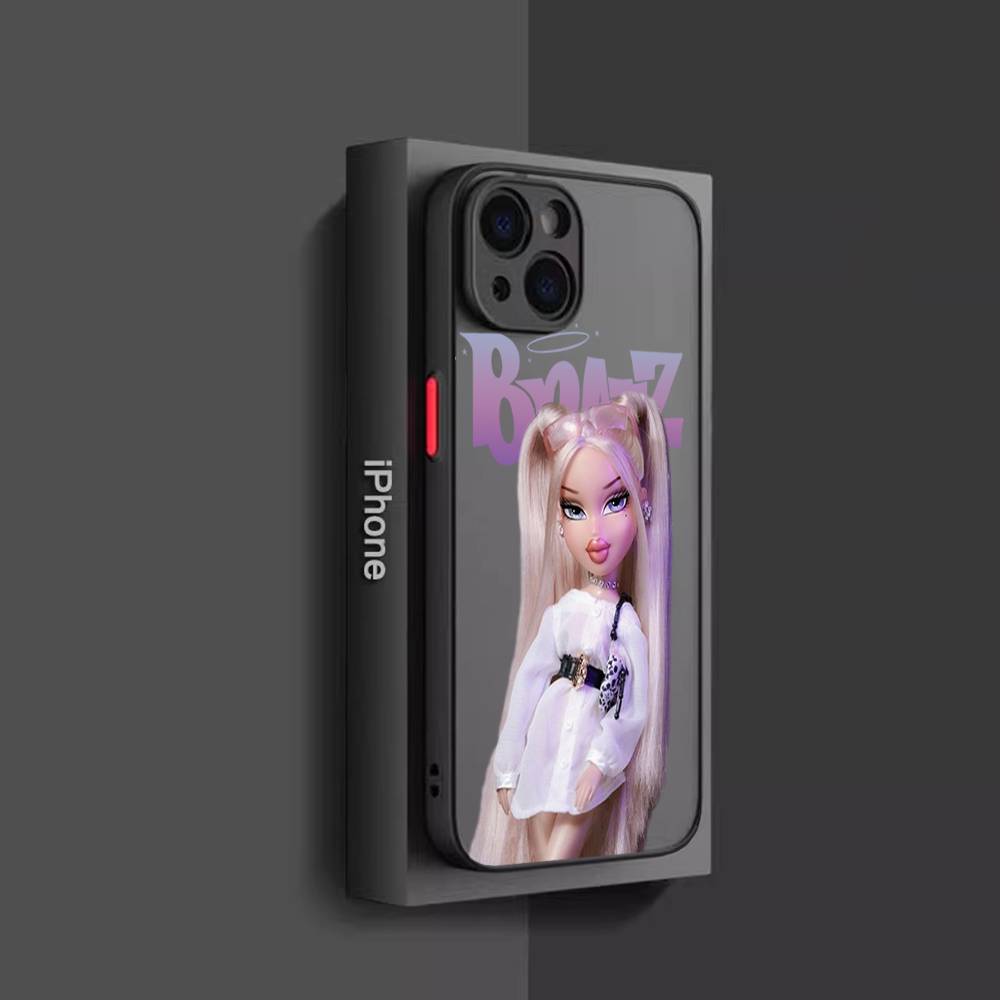 Bratz Doll Phone Cases For iPhone 17 16 15 14 13 12 11 Promax Pro Air Plus Translucent Black Matte Shockproof Protective Cover