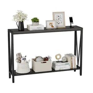 Industrial Console Table, 43" 2-Tier Narrow Console Table for Hallway/Foyer/Office, Slim Sofa Side Table with Storage, Premium Living Room Furniture