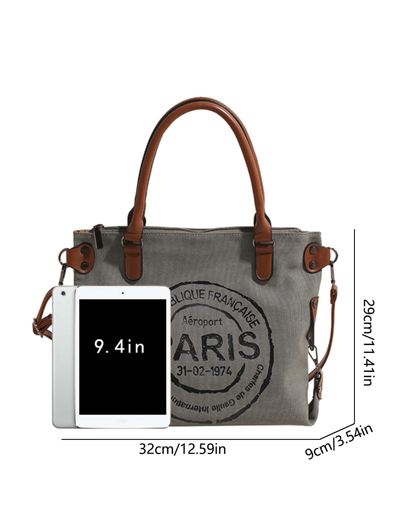 Women's Fashionable Letters Pattern Tote Bag, Large Capacity Crossbody Bag, Casual Versatile Vintage All-match Shoulder Bag for Daily Life, Fashionable Patterned Bag