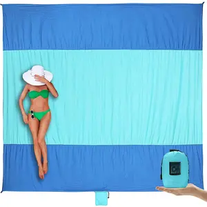 Beach Blanket Sandproof Waterproof, Extra Large Beach Mat, Oversized & Compact Sand Free, Quick Drying Beach Essentials for Vacation, Cruise, Picnic & Camping with Stakes