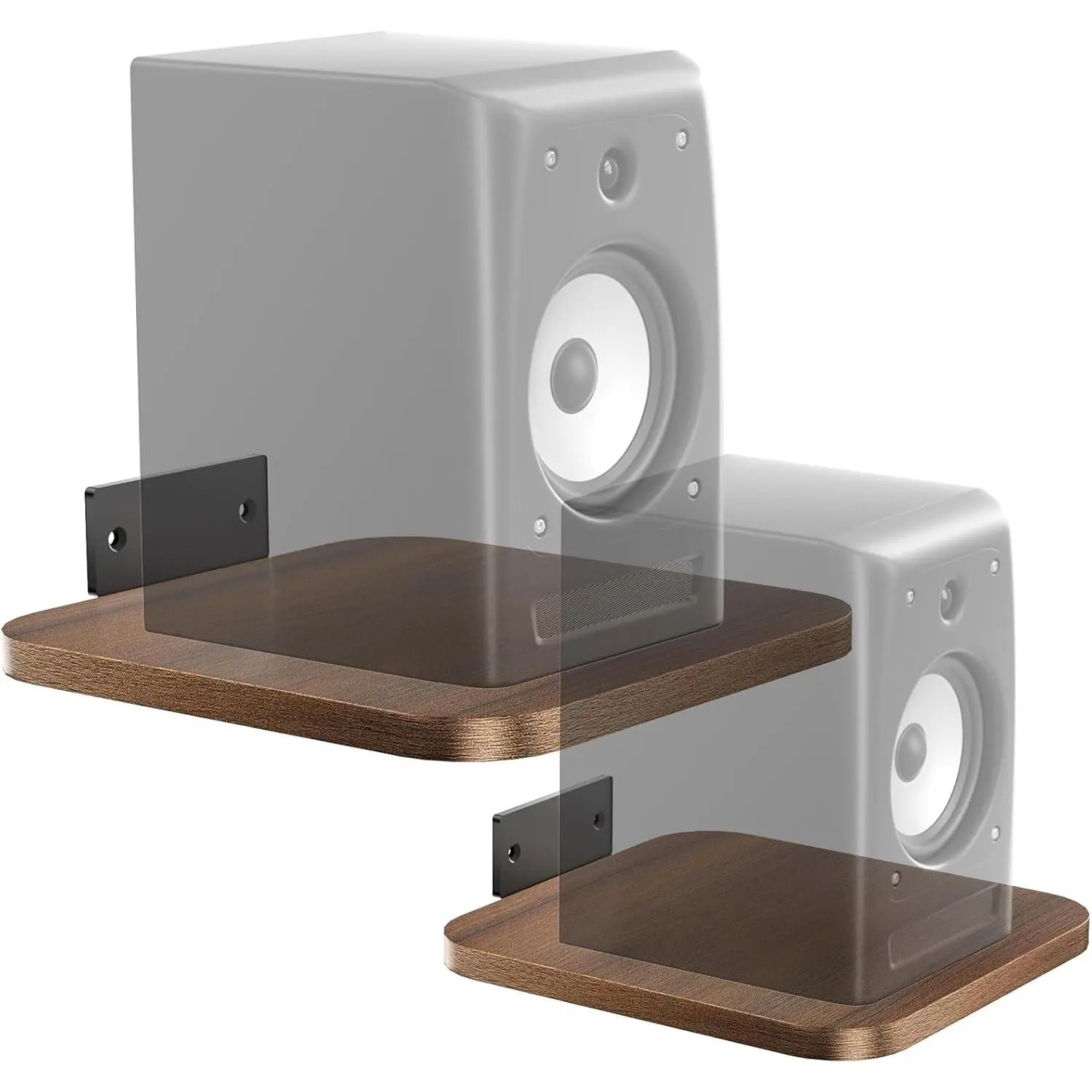 Speaker Wall Mount, Heavy Duty Bookshelf Speaker Floating Wall Shelves, Surround Sound Speakers Stand for Living Room, Home Theater and Gaming Room, Holds up to 55 Lbs, (SWM302), 1 Pair, Wood