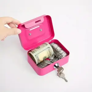 2026 New Portable Lockable Metal Cash Storage Box with Handle & Keys, Mini Locking Coin Deposit Safe Box, Multipurpose Money Saving Container for Home Decor & Security Storage