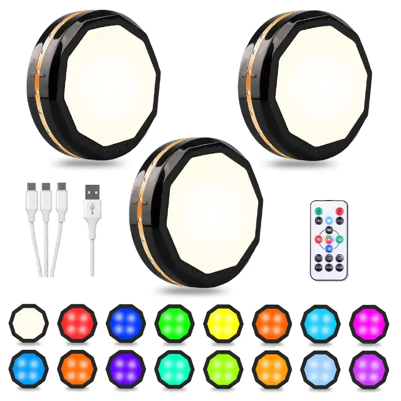 3-Pack Wireless LED Motion Sensor Lights, Rechargeable Under Cabinet Indoor Closet Night Lights