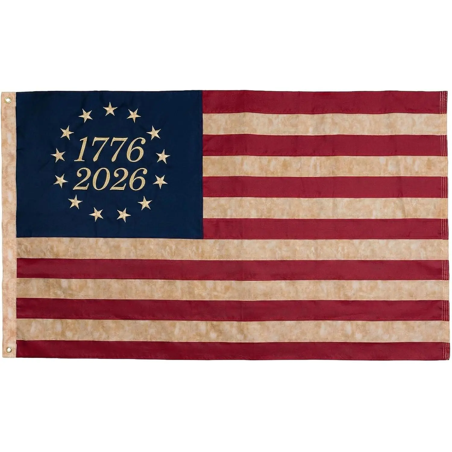 Homissor 1776-2026 Betsy Ross Flag 250 Anniversary USA Flag 3x5 Feet Tea-Stained Vintage American Flags Heavy Duty Outdoor Colonies Banner for Outside